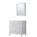 Wyndham Daria 36" Single Bathroom Vanity In White No Countertop No Sink Brushed Gold Trims And Medicine Cabinet WCV252536SWGCXSXXMED