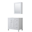 Wyndham Daria 36" Single Bathroom Vanity In White No Countertop No Sink And Medicine Cabinet WCV252536SWHCXSXXMED