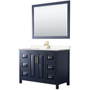 Wyndham Daria 48" Single Bathroom Vanity In Dark Blue Light-Vein Carrara Cultured Marble Countertop Undermount Square Sink And 46" Mirror WCV252548SBLC2UNSM46