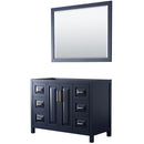 Wyndham Daria 48" Single Bathroom Vanity In Dark Blue No Countertop No Sink And 46" Mirror WCV252548SBLCXSXXM46