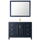 Wyndham Daria 48" Single Bathroom Vanity In Dark Blue White Cultured Marble Countertop Undermount Square Sink and 46" Mirror WCV252548SBLWCUNSM46