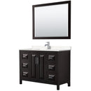 Wyndham Daria 48" Single Bathroom Vanity In Dark Espresso Light-Vein Carrara Cultured Marble Countertop Undermount Square Sink And 46" Mirror WCV252548SDEC2UNSM46