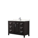 Wyndham Daria 48" Single Bathroom Vanity In Dark Espresso Light-Vein Carrara Cultured Marble Countertop Undermount Square Sink And No Mirror WCV252548SDEC2UNSMXX