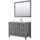 Wyndham Daria 48" Single Bathroom Vanity In Dark Gray Light-Vein Carrara Cultured Marble Countertop Undermount Square Sink And 46" Mirror WCV252548SKGC2UNSM46