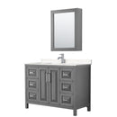 Wyndham Daria 48" Single Bathroom Vanity In Dark Gray Light-Vein Carrara Cultured Marble Countertop Undermount Square Sink And Medicine Cabinet WCV252548SKGC2UNSMED