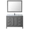 Wyndham Daria 48" Single Bathroom Vanity In Dark Gray White Carrara Marble Countertop Undermount Square Sink and 46" Mirror WCV252548SKGCMUNSM46