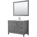 Wyndham Daria 48" Single Bathroom Vanity In Dark Gray White Cultured Marble Countertop Undermount Square Sink And 46" Mirror WCV252548SKGWCUNSM46