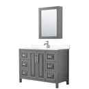 Wyndham Daria 48" Single Bathroom Vanity In Dark Gray White Cultured Marble Countertop Undermount Square Sink And Medicine Cabinet WCV252548SKGWCUNSMED