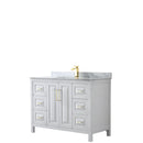 Wyndham Daria 48" Single Bathroom Vanity In White White Carrara Marble Countertop Undermount Square Sink Brushed Gold Trims And No Mirror WCV252548SWGCMUNSMXX