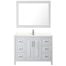 Wyndham Daria 48" Single Bathroom Vanity In White Light-Vein Carrara Cultured Marble Countertop Undermount Square Sink and 46" Mirror WCV252548SWHC2UNSM46