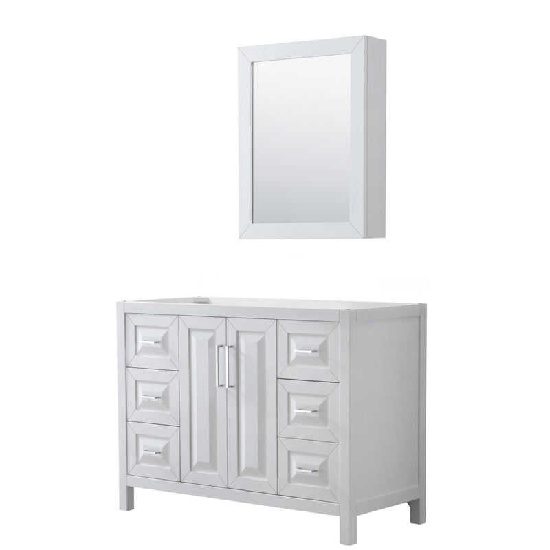 Wyndham Daria 48" Single Bathroom Vanity In White No Countertop No Sink And Medicine Cabinet WCV252548SWHCXSXXMED