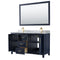 Wyndham Daria 60" Double Bathroom Vanity In Dark Blue White Carrara Marble Countertop Undermount Square Sinks and 58" Mirror WCV252560DBLCMUNSM58