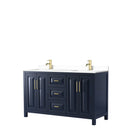 Wyndham Daria 60" Double Bathroom Vanity In Dark Blue White Cultured Marble Countertop Undermount Square Sinks And No Mirror WCV252560DBLWCUNSMXX