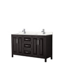 Wyndham Daria 60" Double Bathroom Vanity In Dark Espresso Light-Vein Carrara Cultured Marble Countertop Undermount Square Sinks And No Mirror WCV252560DDEC2UNSMXX