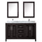 Wyndham Daria 60" Double Bathroom Vanity In Dark Espresso White Carrara Marble Countertop Undermount Square Sink and Medicine Cabinet WCV252560DDECMUNSMED