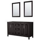 Wyndham Daria 60" Double Bathroom Vanity In Dark Espresso No Countertop No Sink And 24" Mirror WCV252560DDECXSXXM24