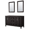 Wyndham Daria 60" Double Bathroom Vanity In Dark Espresso No Countertop No Sink And 24" Mirror WCV252560DDECXSXXM24