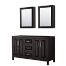 Wyndham Daria 60" Double Bathroom Vanity In Dark Espresso No Countertop No Sink And Medicine Cabinet WCV252560DDECXSXXMED