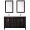 Wyndham Daria 60" Double Bathroom Vanity In Dark Espresso White Cultured Marble Countertop Undermount Square Sinks and 24" Mirrors WCV252560DDEWCUNSM24