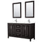 Wyndham Daria 60" Double Bathroom Vanity In Dark Espresso White Cultured Marble Countertop Undermount Square Sinks And 24" Mirrors WCV252560DDEWCUNSM24