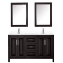 Wyndham Daria 60" Double Bathroom Vanity In Dark Espresso White Cultured Marble Countertop Undermount Square Sinks and Medicine Cabinets WCV252560DDEWCUNSMED