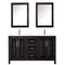 Wyndham Daria 60" Double Bathroom Vanity In Dark Espresso White Cultured Marble Countertop Undermount Square Sinks and Medicine Cabinets WCV252560DDEWCUNSMED