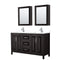 Wyndham Daria 60" Double Bathroom Vanity In Dark Espresso White Cultured Marble Countertop Undermount Square Sinks And Medicine Cabinets WCV252560DDEWCUNSMED