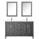 Wyndham Daria 60" Double Bathroom Vanity In Dark Gray Light-Vein Carrara Cultured Marble Countertop Undermount Square Sinks and Medicine Cabinets WCV252560DKGC2UNSMED