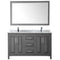 Wyndham Daria 60" Double Bathroom Vanity In Dark Gray White Carrara Marble Countertop Undermount Square Sink and 58" Mirror WCV252560DKGCMUNSM58