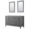 Wyndham Daria 60" Double Bathroom Vanity In Dark Gray No Countertop No Sink And 24" Mirror WCV252560DKGCXSXXM24