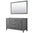 Wyndham Daria 60" Double Bathroom Vanity In Dark Gray No Countertop No Sink And 58" Mirror WCV252560DKGCXSXXM58