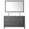 Wyndham Daria 60" Double Bathroom Vanity In Dark Gray White Cultured Marble Countertop Undermount Square Sinks and 58" Mirror WCV252560DKGWCUNSM58