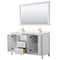 Wyndham Daria 60" Double Bathroom Vanity In White Light-Vein Carrara Cultured Marble Countertop Undermount Square Sinks Brushed Gold Trims and 58" Mirror WCV252560DWGC2UNSM58