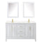 Wyndham Daria 60" Double Bathroom Vanity In White Light-Vein Carrara Cultured Marble Countertop Undermount Square Sinks Brushed Gold Trims and Medicine Cabinets WCV252560DWGC2UNSMED