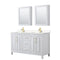 Wyndham Daria 60" Double Bathroom Vanity In White Light-Vein Carrara Cultured Marble Countertop Undermount Square Sinks Brushed Gold Trims And Medicine Cabinets WCV252560DWGC2UNSMED