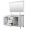 Wyndham Daria 60" Double Bathroom Vanity In White White Carrara Marble Countertop Undermount Square Sinks Brushed Gold Trims and 58" Mirror WCV252560DWGCMUNSM58