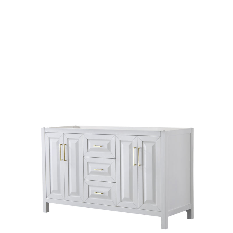 Wyndham Daria 60" Double Bathroom Vanity In White No Countertop No Sink Brushed Gold Trims And No Mirror WCV252560DWGCXSXXMXX