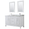 Wyndham Daria 60" Double Bathroom Vanity In White White Carrara Marble Countertop Undermount Square Sink And 24" Mirror WCV252560DWHCMUNSM24