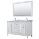 Wyndham Daria 60" Double Bathroom Vanity In White White Carrara Marble Countertop Undermount Square Sink And 58" Mirror WCV252560DWHCMUNSM58