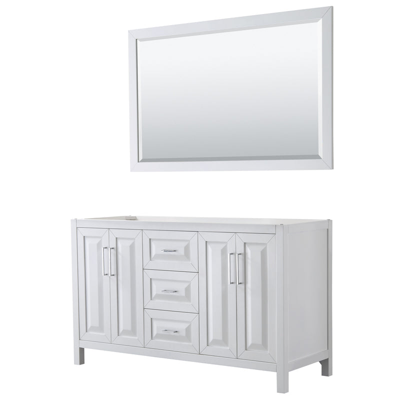 Wyndham Daria 60" Double Bathroom Vanity In White No Countertop No Sink And 58" Mirror WCV252560DWHCXSXXM58