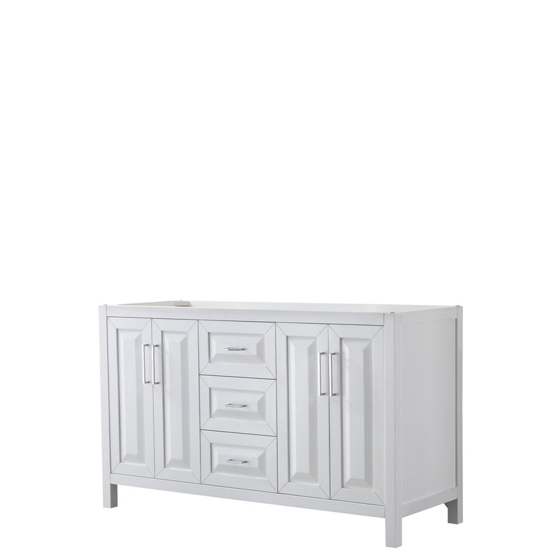 Wyndham Daria 60" Double Bathroom Vanity In White No Countertop No Sink And No Mirror WCV252560DWHCXSXXMXX