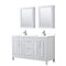 Wyndham Daria 60" Double Bathroom Vanity In White White Cultured Marble Countertop Undermount Square Sinks And Medicine Cabinets WCV252560DWHWCUNSMED