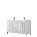 Wyndham Daria 60" Double Bathroom Vanity In White White Cultured Marble Countertop Undermount Square Sinks And No Mirror WCV252560DWHWCUNSMXX