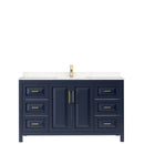 Wyndham Daria 60" Single Bathroom Vanity In Dark Blue Light-Vein Carrara Cultured Marble Countertop Undermount Square Sink and No Mirror WCV252560SBLC2UNSMXX