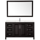 Wyndham Daria 60" Single Bathroom Vanity In Dark Espresso Light-Vein Carrara Cultured Marble Countertop Undermount Square Sink and 58" Mirror WCV252560SDEC2UNSM58