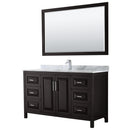 Wyndham Daria 60" Single Bathroom Vanity In Dark Espresso White Carrara Marble Countertop Undermount Square Sink And 58" Mirror WCV252560SDECMUNSM58