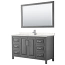 Wyndham Daria 60" Single Bathroom Vanity In Dark Gray Light-Vein Carrara Cultured Marble Countertop Undermount Square Sink And 58" Mirror WCV252560SKGC2UNSM58