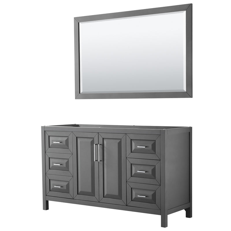 Wyndham Daria 60" Single Bathroom Vanity In Dark Gray No Countertop No Sink And 58" Mirror WCV252560SKGCXSXXM58