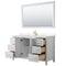 Wyndham Daria 60" Single Bathroom Vanity In White Light-Vein Carrara Cultured Marble Countertop Undermount Square Sink Brushed Gold Trims and 58" Mirror WCV252560SWGC2UNSM58