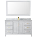 Wyndham Daria 60" Single Bathroom Vanity In White White Carrara Marble Countertop Undermount Square Sink Brushed Gold Trims and 58" Mirror WCV252560SWGCMUNSM58